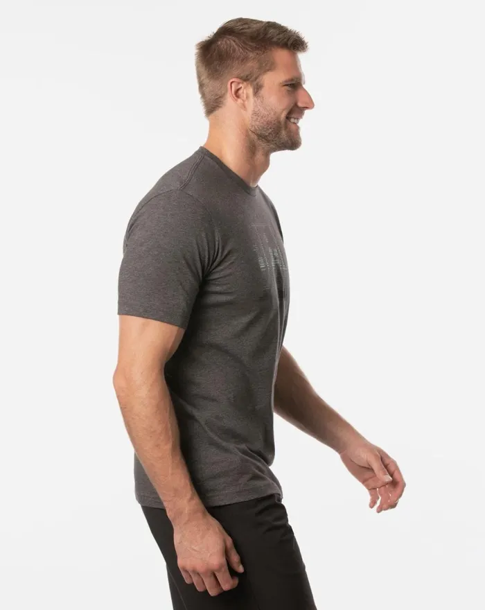 Men Tees TravisMathew RACE YOU TEE Heather Grey Pinstripe