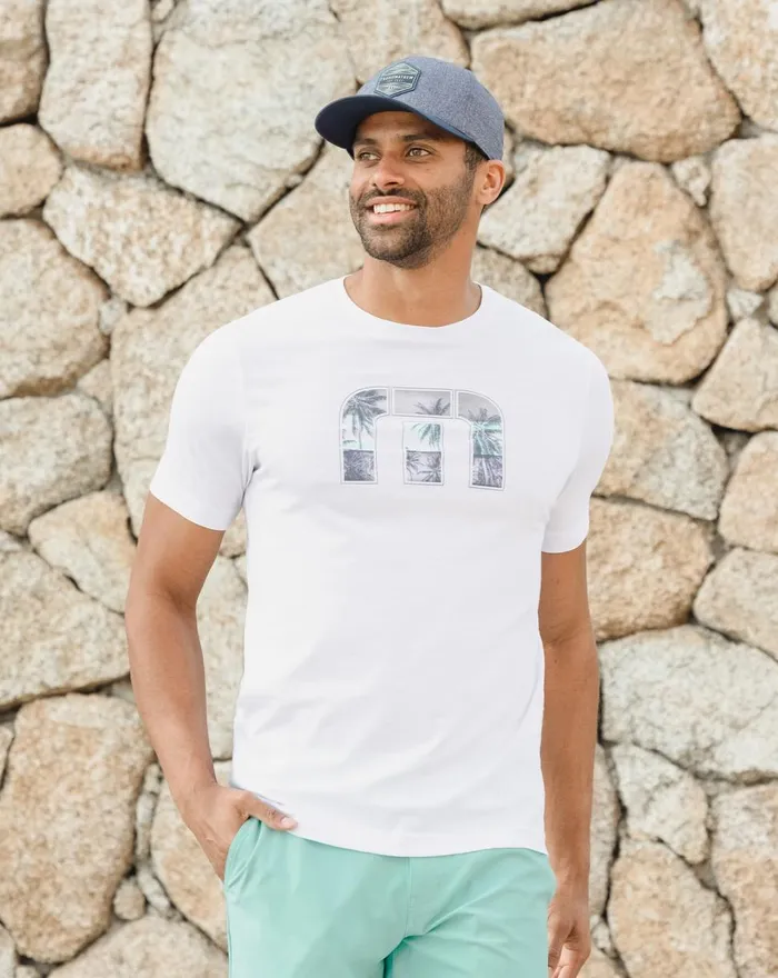 Men Tees TravisMathew REEF LIFE TEE White Men Tees TravisMathew REEF LIFE TEE White