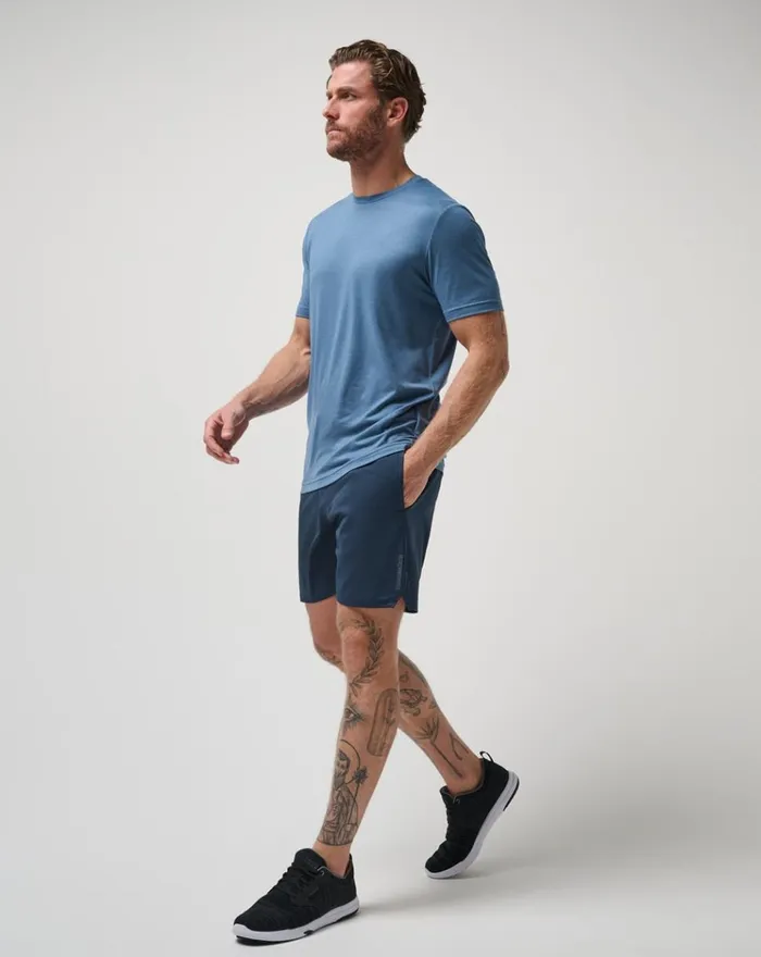 Men Tees TravisMathew RISK TAKER ACTIVE TEE Stellar Blue