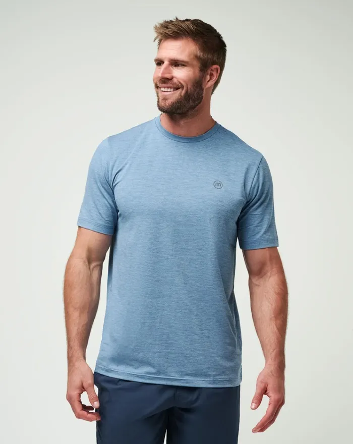 Men Tees TravisMathew SCENIC VISTA ACTIVE TEE Heather Copen Blue