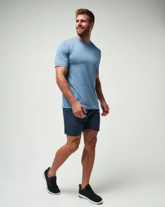 Men Tees TravisMathew SCENIC VISTA ACTIVE TEE Heather Copen Blue
