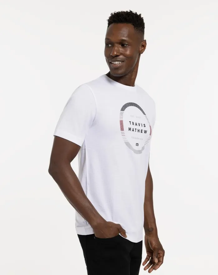 Men Tees TravisMathew SECONDARY SCHOOL TEE White Men Tees TravisMathew SECONDARY SCHOOL TEE White