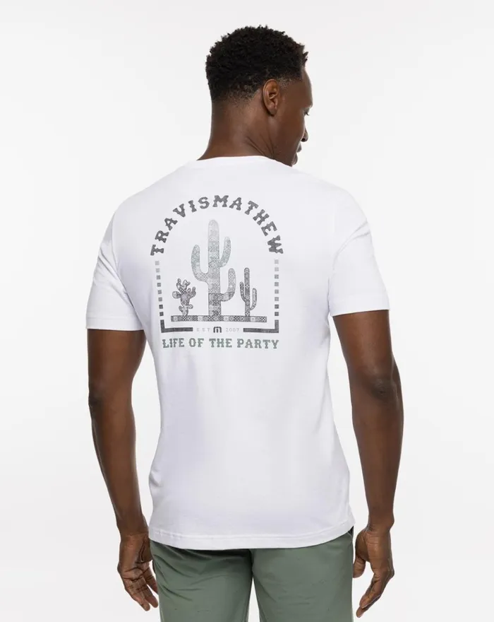 Men Tees TravisMathew SEND TO VOICEMAIL TEE White Men Tees TravisMathew SEND TO VOICEMAIL TEE White