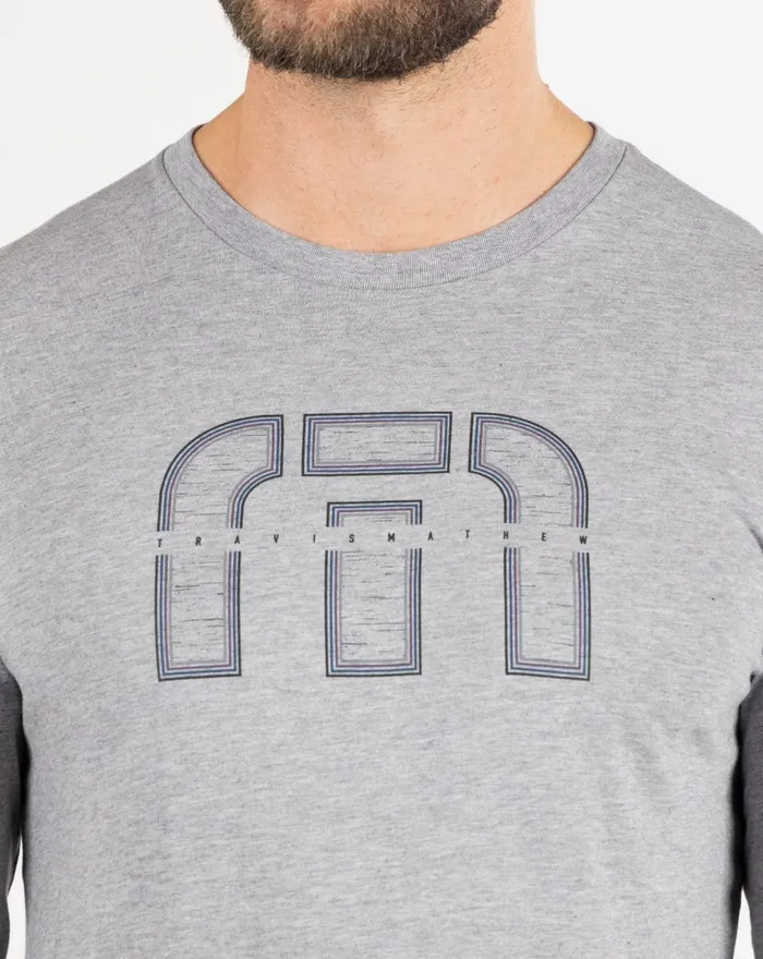 Men Tees TravisMathew SKYROCKET LONG SLEEVE TEE Heather Grey Men Tees TravisMathew SKYROCKET LONG SLEEVE TEE Heather Grey