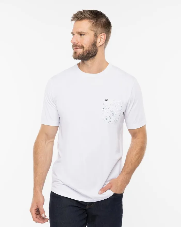Men Tees TravisMathew SPLATTER POCKET TEE White
