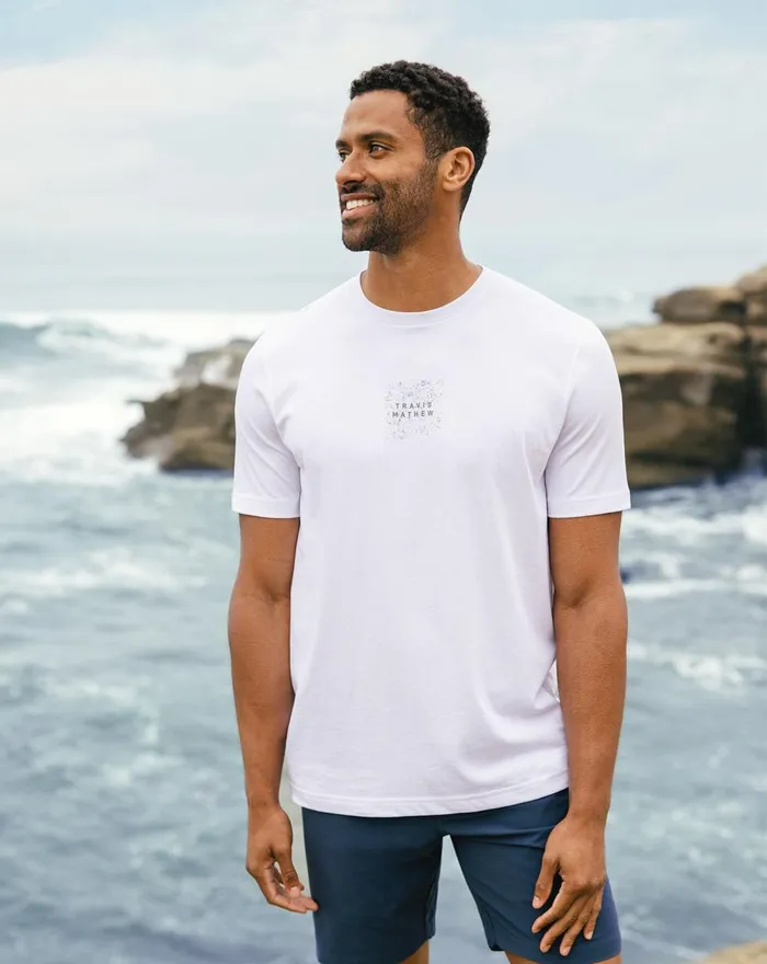 Men Tees TravisMathew SPLATTER PRINT TEE White Men Tees TravisMathew SPLATTER PRINT TEE White