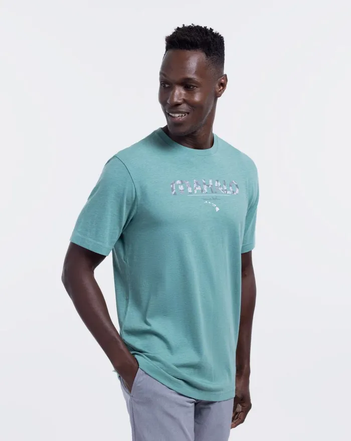 Men Tees TravisMathew THE BIG ISLE 20 TEE Heather Green