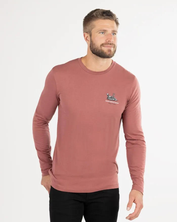 Men Tees TravisMathew WOLFSBERG LONG SLEEVE TEE Roan Rouge