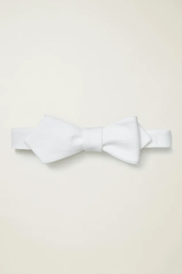 Men Ties and Pocket Squares Bonobos Pique Tuxedo Bowtie White