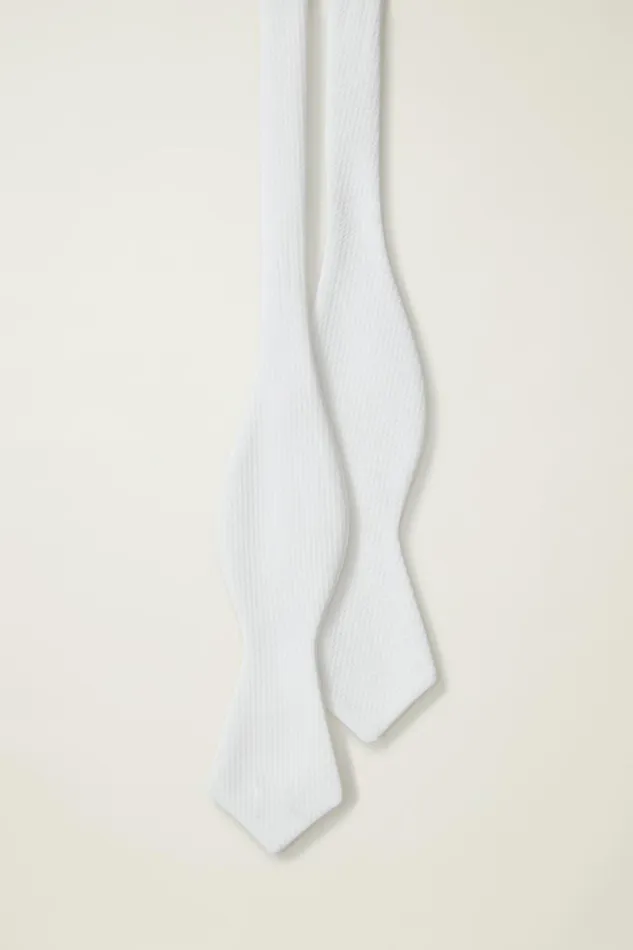 Men Ties and Pocket Squares Bonobos Pique Tuxedo Bowtie White