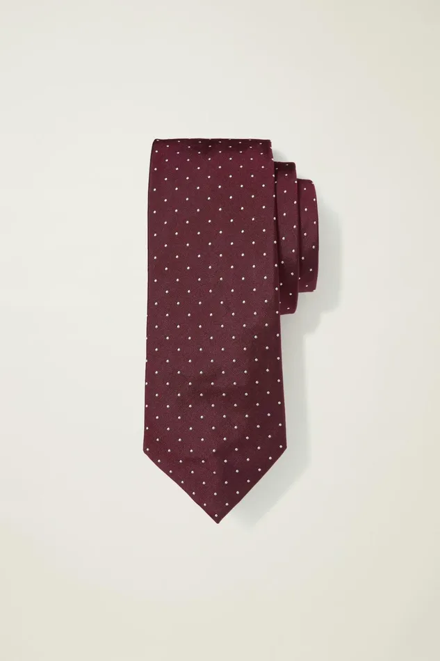 Men Ties and Pocket Squares Bonobos Premium Necktie Burgundy Dot