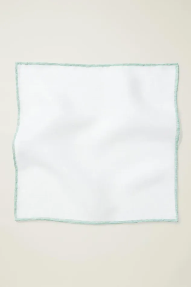Men Ties and Pocket Squares Bonobos Premium Pocket Square White With Mint Tipping Men Ties and Pocket Squares Bonobos Premium Pocket Square White With Mint Tipping