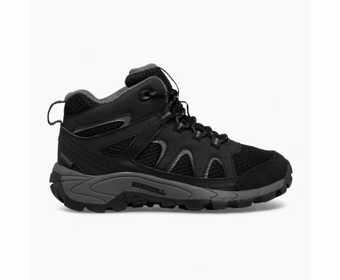 MERRELL Boots Kids Oakcreek Mid Lace Waterproof Boot Blackgrey