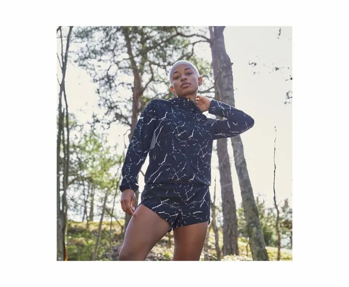 MERRELL Outerwear Women Trail Running Jacket Lightning Print MERRELL Outerwear Women Trail Running Jacket Lightning Print