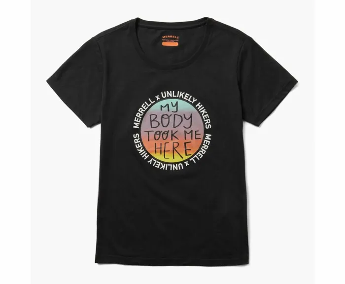 MERRELL Tops Women Unlikely Hikers X Merrell Short Sleeve Tee Extended Sizes Black