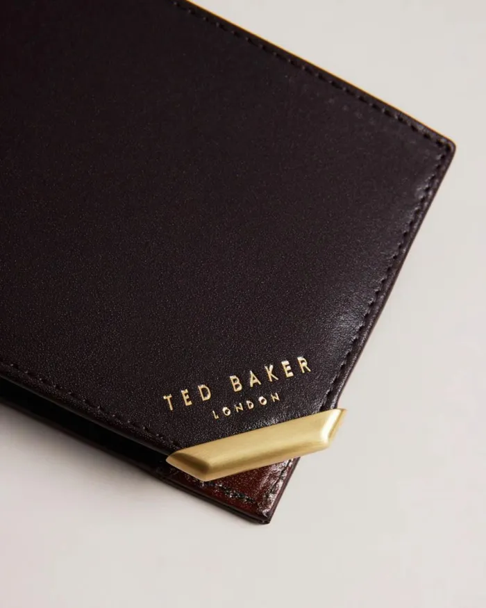 Metal Corner Bifold Coin Wallet BrownChocolate Men Ted Baker Wallets and Card Holders