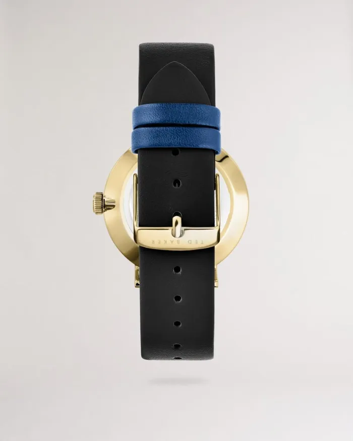 Metallic And Leather Watch Black Men Ted Baker Watches and Jewelry