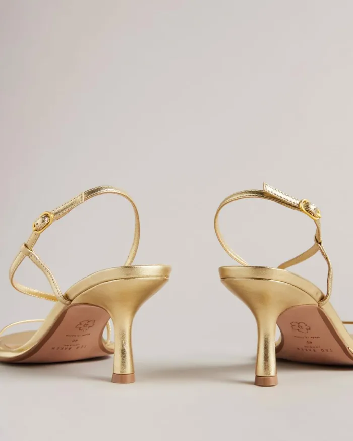 Metallic Kitten Heel Sandals Gold Women Ted Baker Heels