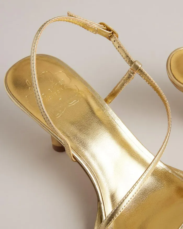 Metallic Kitten Heel Sandals Gold Women Ted Baker Heels