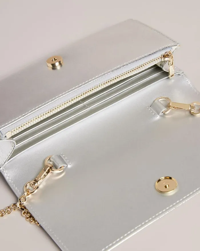 Metallic Leather Crossbody Bag Silver Women Ted Baker Bags