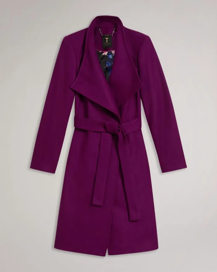 Midi Wool Wrap Coat Purple Women Ted Baker Coats and Jackets