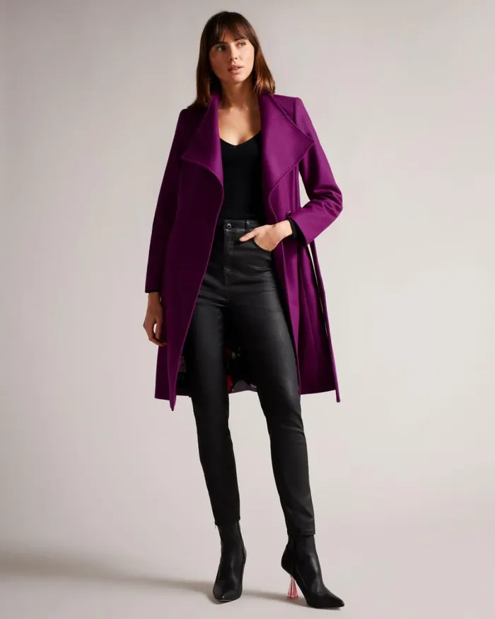 Midi Wool Wrap Coat Purple Women Ted Baker Coats and Jackets Midi Wool Wrap Coat Purple Women Ted Baker Coats and Jackets