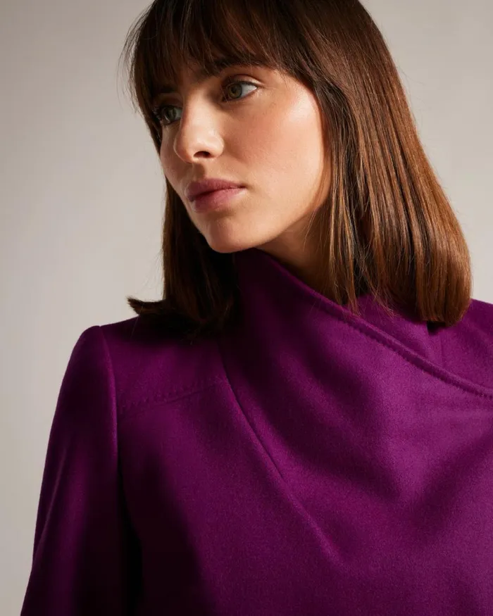 Midi Wool Wrap Coat Purple Women Ted Baker Coats and Jackets Midi Wool Wrap Coat Purple Women Ted Baker Coats and Jackets