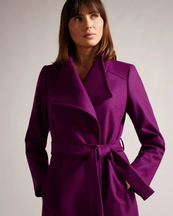 Midi Wool Wrap Coat Purple Women Ted Baker Coats and Jackets Midi Wool Wrap Coat Purple Women Ted Baker Coats and Jackets