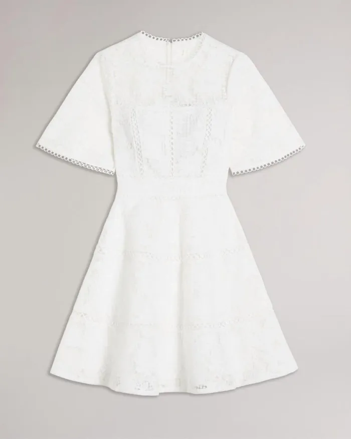 Mini Fit And Flare Lace Dress White Women Ted Baker Clothing