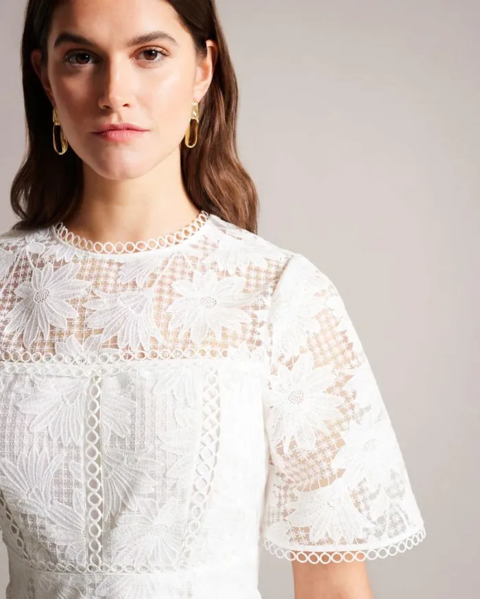 Mini Fit And Flare Lace Dress White Women Ted Baker Clothing Mini Fit And Flare Lace Dress White Women Ted Baker Clothing