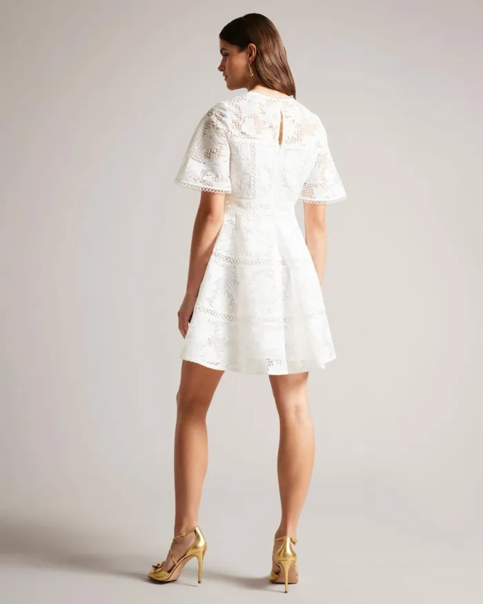 Mini Fit And Flare Lace Dress White Women Ted Baker Clothing Mini Fit And Flare Lace Dress White Women Ted Baker Clothing