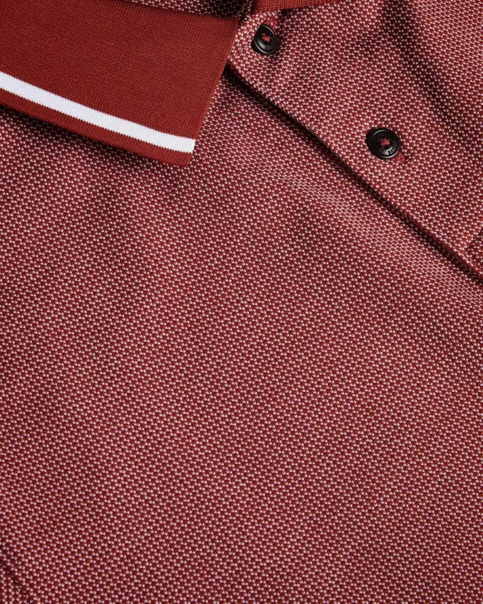 Mini Jacquard Stitch Polo Shirt Dark Red Men Ted Baker Clothing Mini Jacquard Stitch Polo Shirt Dark Red Men Ted Baker Clothing
