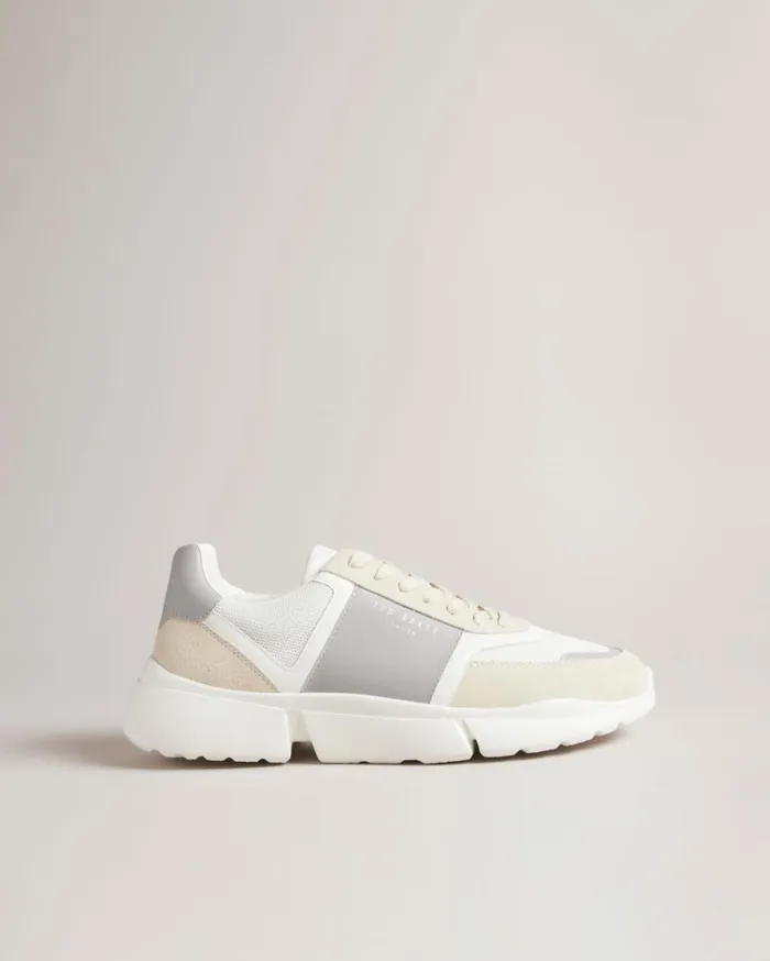 Mixed Leather Chunky Trainers Mid Gray Men Ted Baker Sneakers