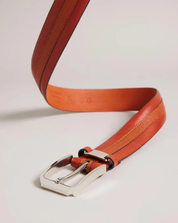 Mixed Texture Leather Belt Tan Men Ted Baker Belts