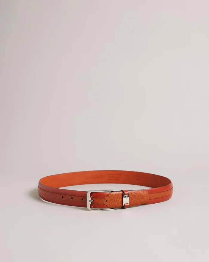 Mixed Texture Leather Belt Tan Men Ted Baker Belts