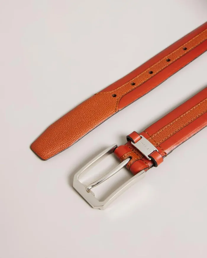 Mixed Texture Leather Belt Tan Men Ted Baker Belts