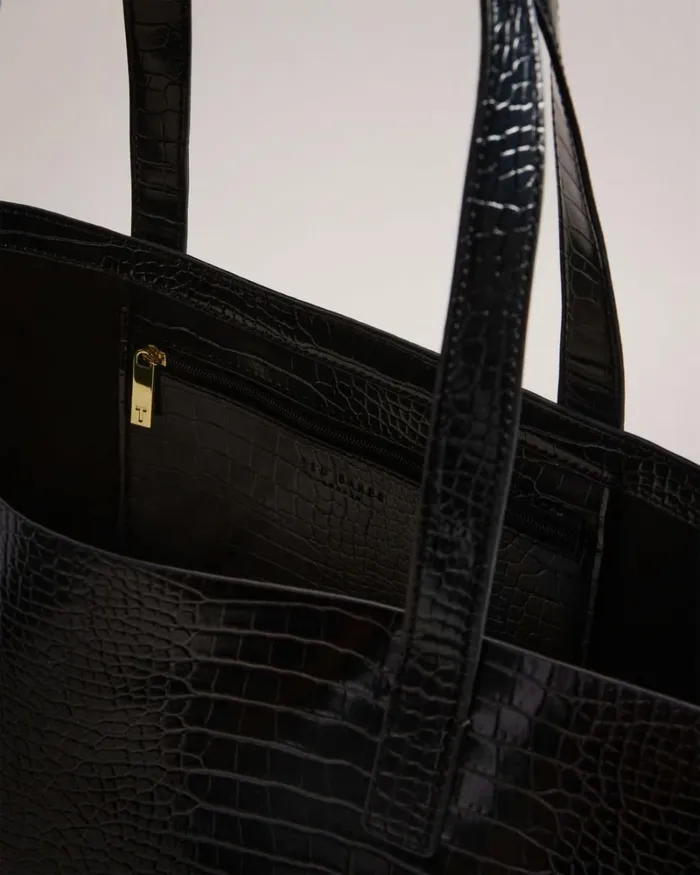 Mock Croc Icon Tote Bag Black Women Ted Baker Bags
