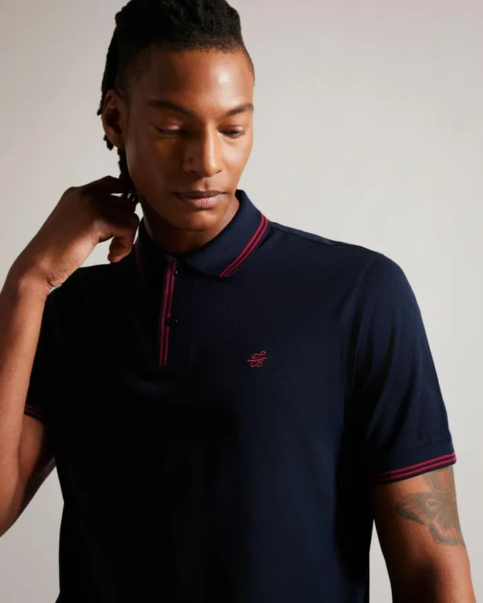Monogram Diamond Knit Polo Shirt Navy Men Ted Baker Clothing Monogram Diamond Knit Polo Shirt Navy Men Ted Baker Clothing