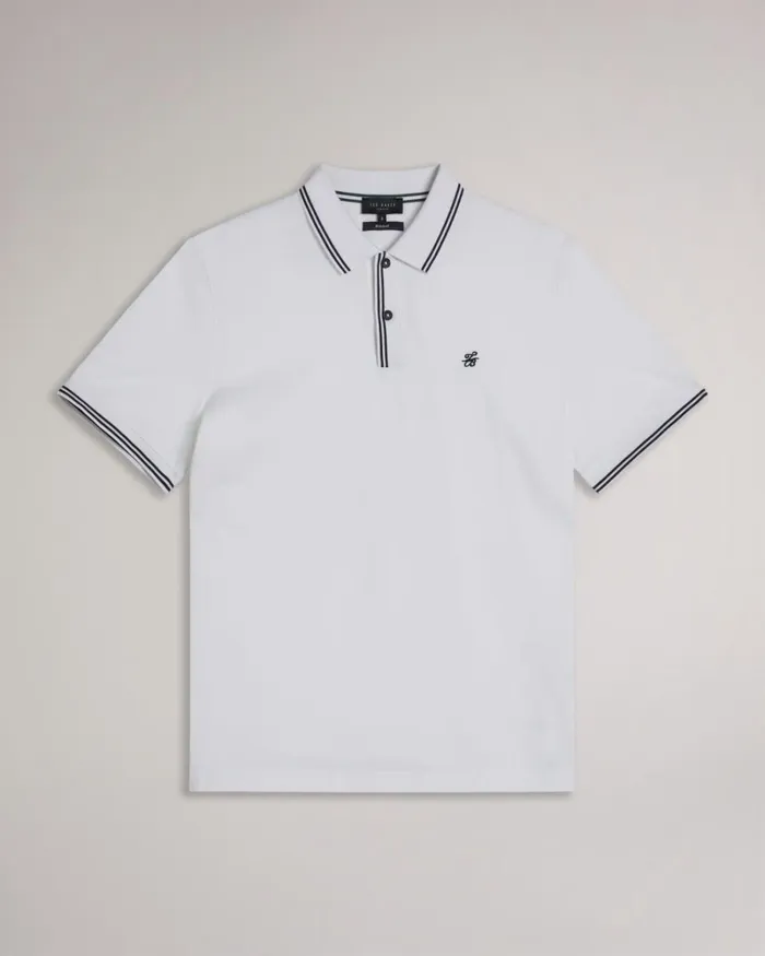 Monogram Diamond Knit Polo Shirt White Men Ted Baker Clothing