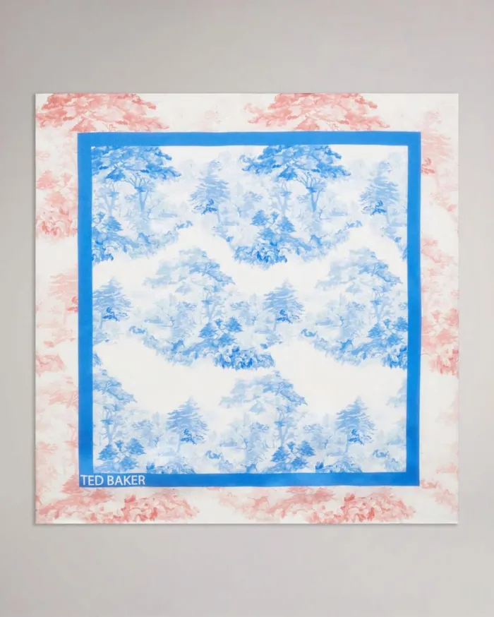New Romantic Printed Silk Square Scarf Medium Blue Women Ted Baker Scarves New Romantic Printed Silk Square Scarf Medium Blue Women Ted Baker Scarves
