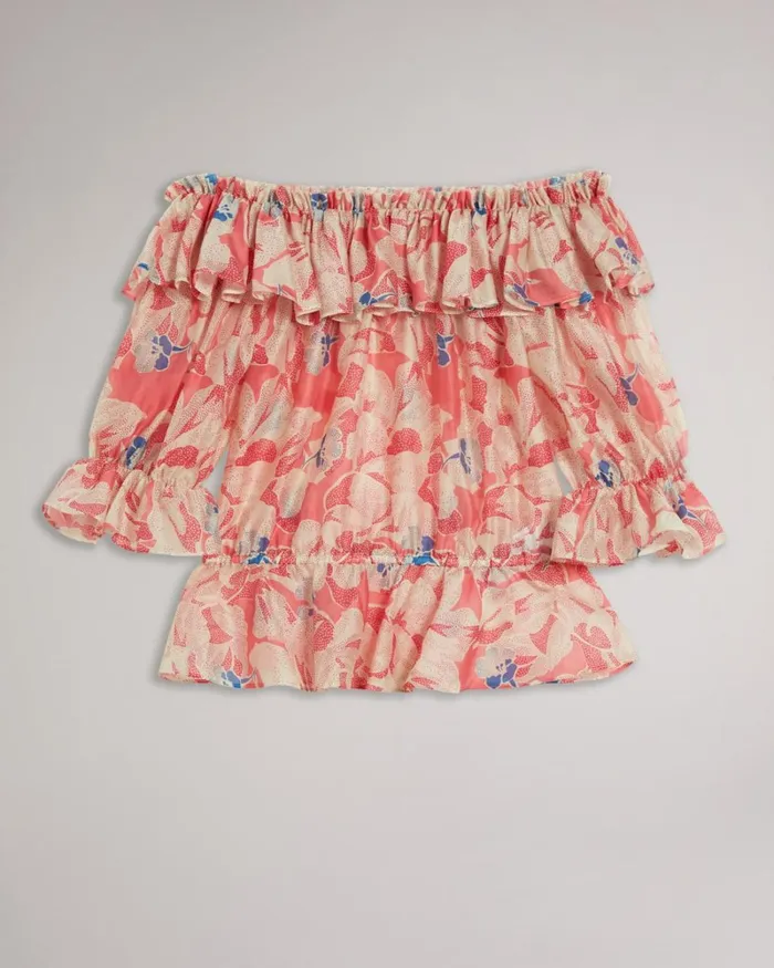 Off The Shoulder Top With Elasticated Waist Medium Pink Women Ted Baker Tops and TShirts