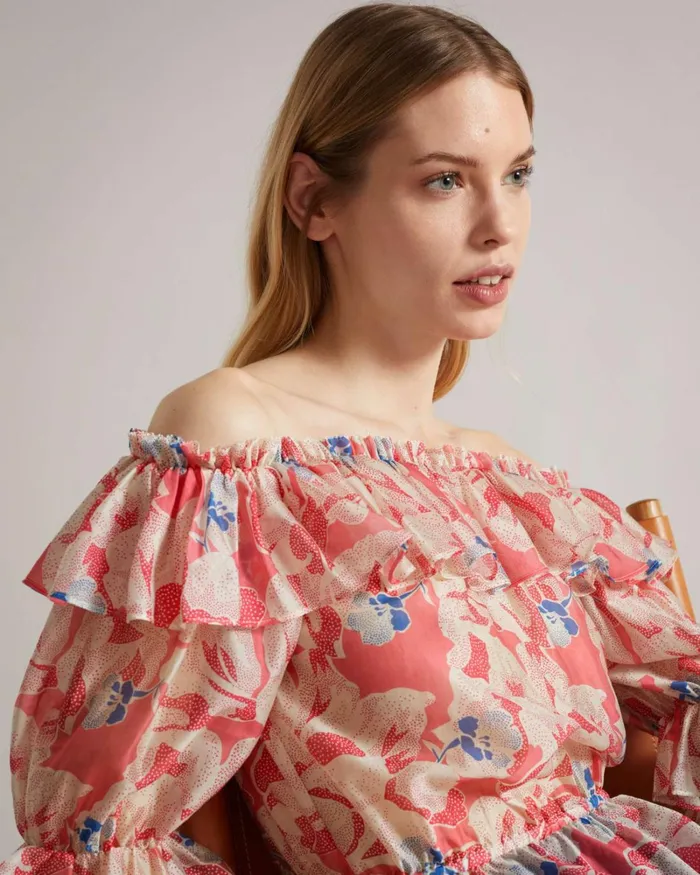 Off The Shoulder Top With Elasticated Waist Medium Pink Women Ted Baker Tops and TShirts