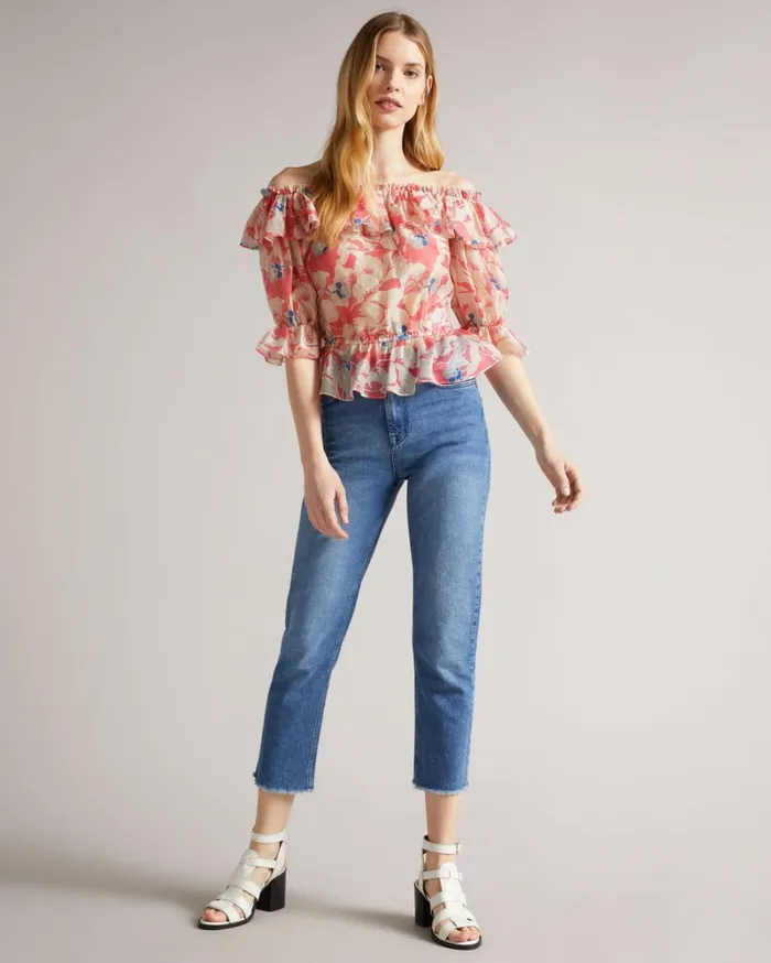 Off The Shoulder Top With Elasticated Waist Medium Pink Women Ted Baker Tops and TShirts