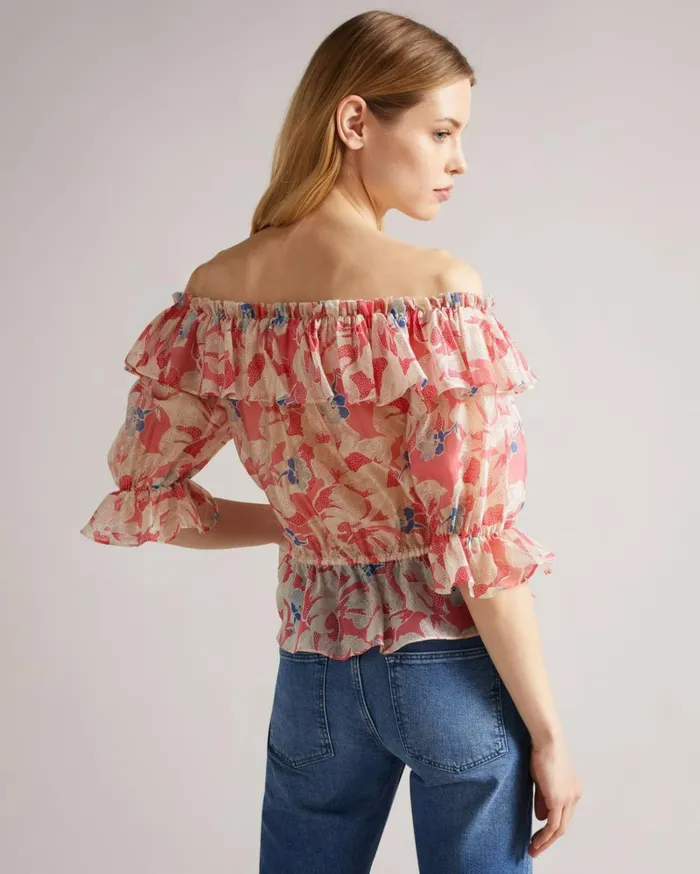 Off The Shoulder Top With Elasticated Waist Medium Pink Women Ted Baker Tops and TShirts