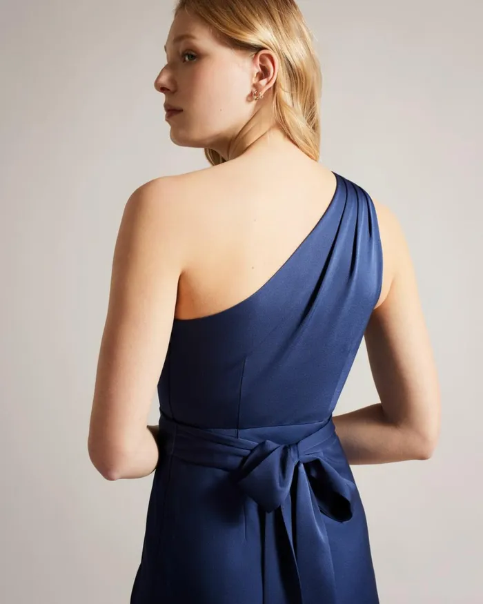 One Shoulder Drape Midi Dress Dark Blue Women Ted Baker Clothing One Shoulder Drape Midi Dress Dark Blue Women Ted Baker Clothing