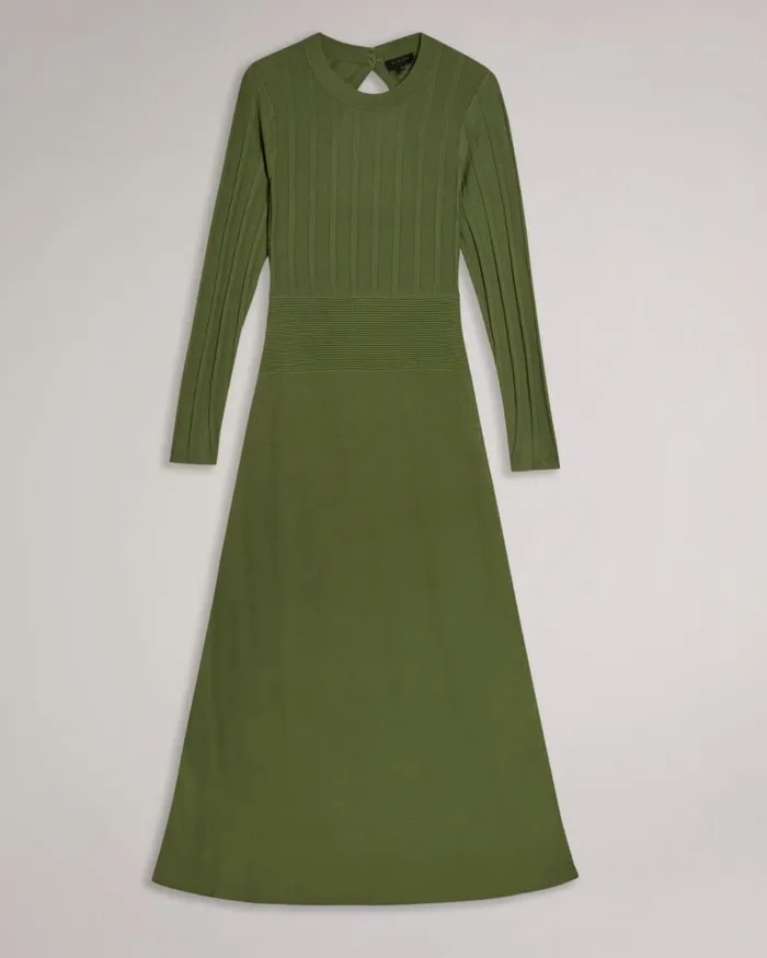 Open Back Knit Dress Green Women Ted Baker Dresses
