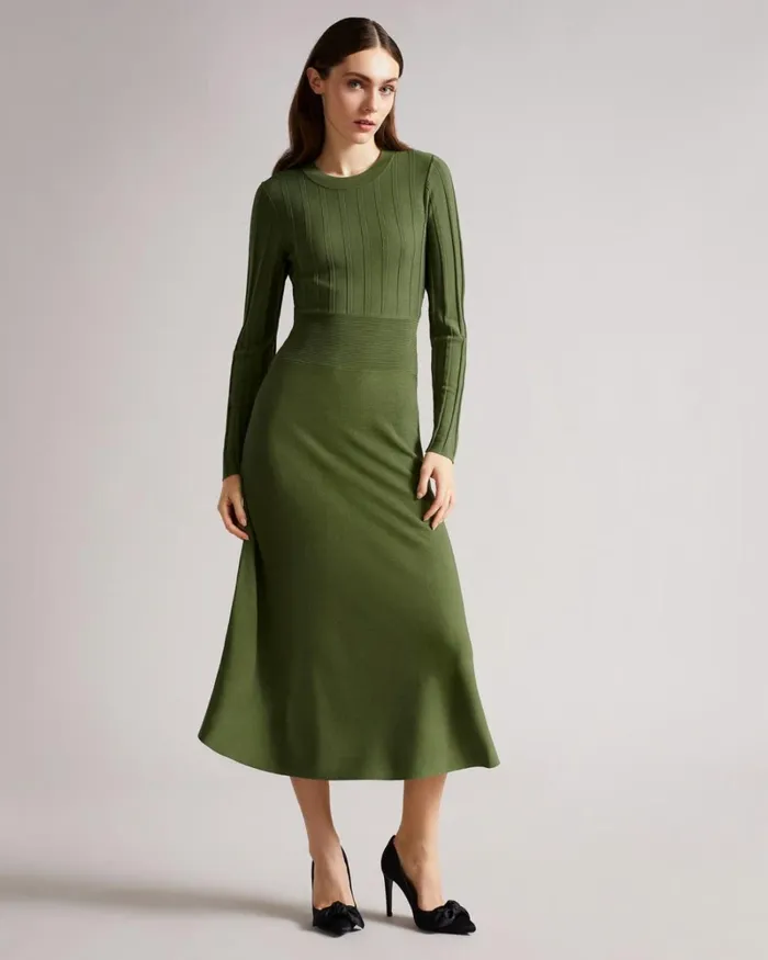 Open Back Knit Dress Green Women Ted Baker Dresses Open Back Knit Dress Green Women Ted Baker Dresses
