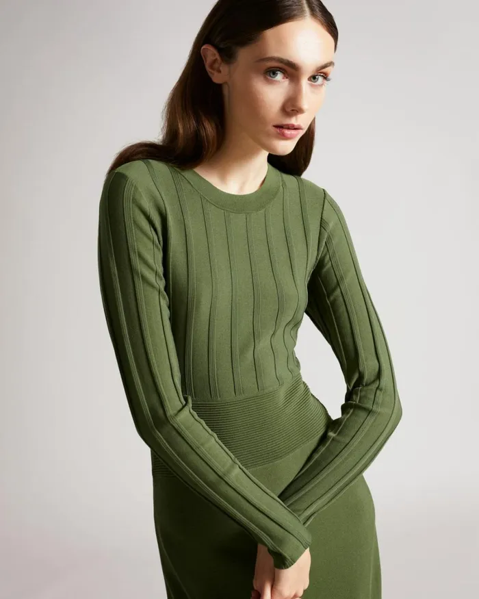 Open Back Knit Dress Green Women Ted Baker Dresses Open Back Knit Dress Green Women Ted Baker Dresses
