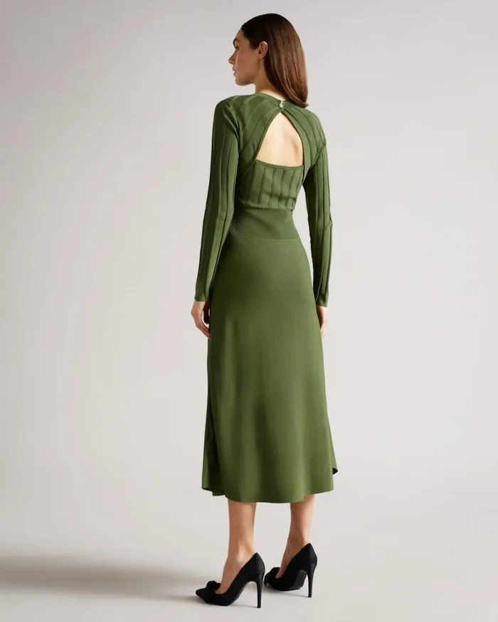 Open Back Knit Dress Green Women Ted Baker Dresses Open Back Knit Dress Green Women Ted Baker Dresses