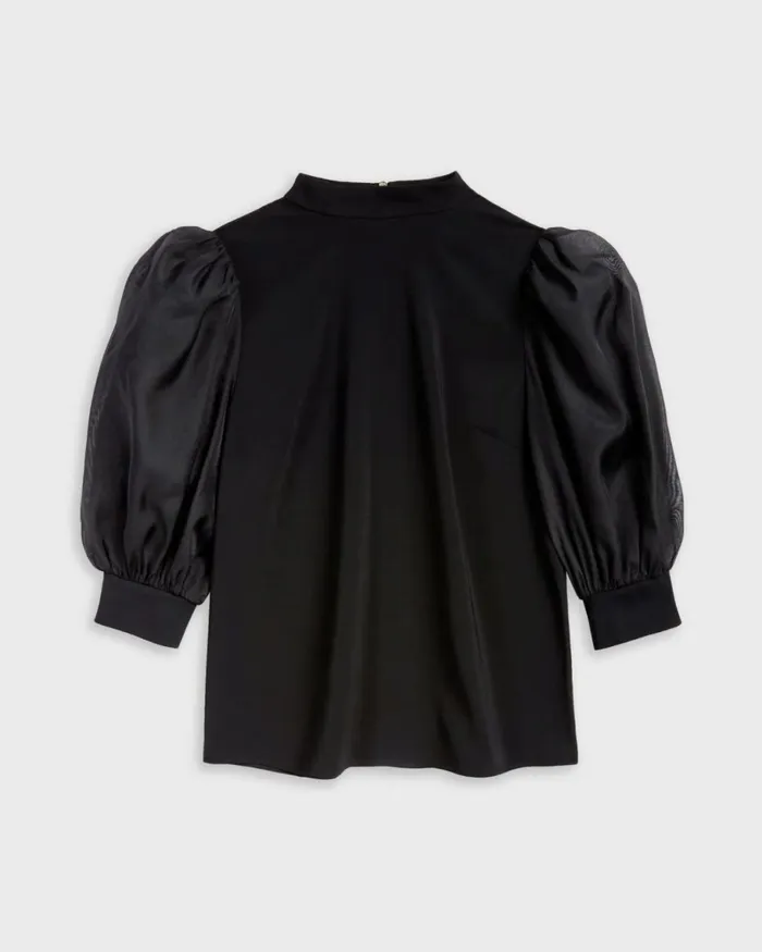 Organza Volume Sleeve Top Black Women Ted Baker Clothing